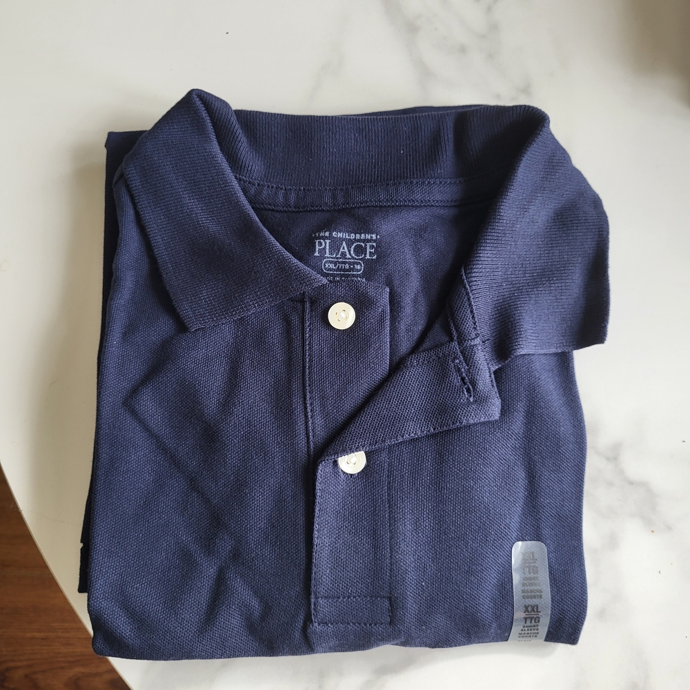 The Children's Place Navy Blue & White Polo Shirt
